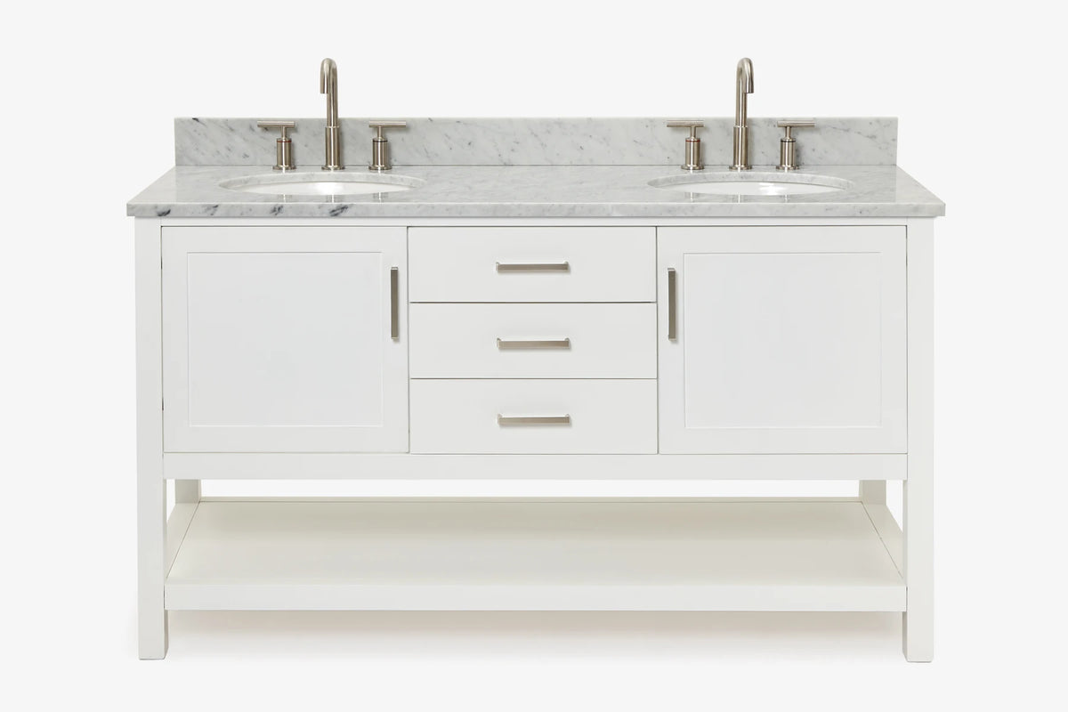 Ariel bayhill 60-61 in. double oval sink vanity with (0.75,1.5)  countertop
