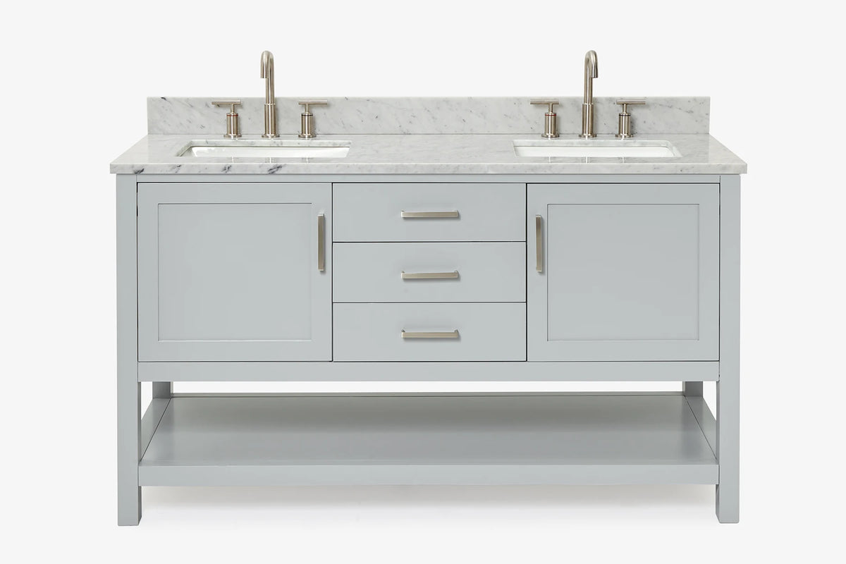 Ariel bayhill 60-61 in. double rectangle sink vanity with 0.75,1.5 countertop