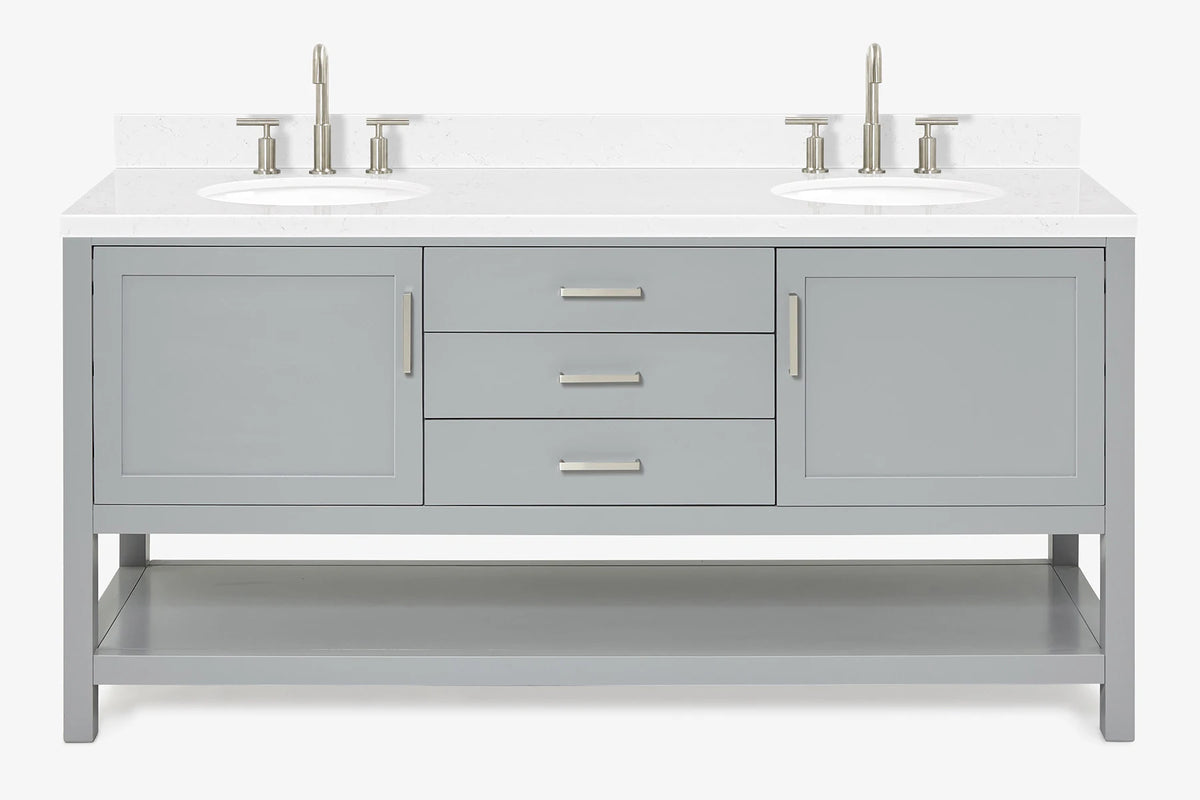 Ariel bayhill 72-73 in. double oval sink vanity with (1.5)in countertop