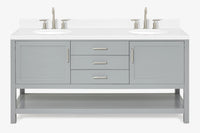 Ariel bayhill 72-73 in. double oval sink vanity with (1.5)in countertop