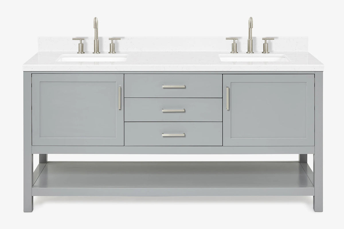 Ariel bayhill 72-73 in. double rectangle sink vanity with  (0.75,1.5) countertop