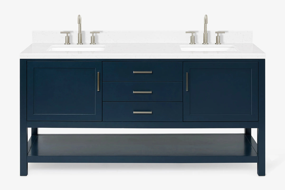 Ariel bayhill 72-73 in. double rectangle sink vanity with  (0.75,1.5) countertop