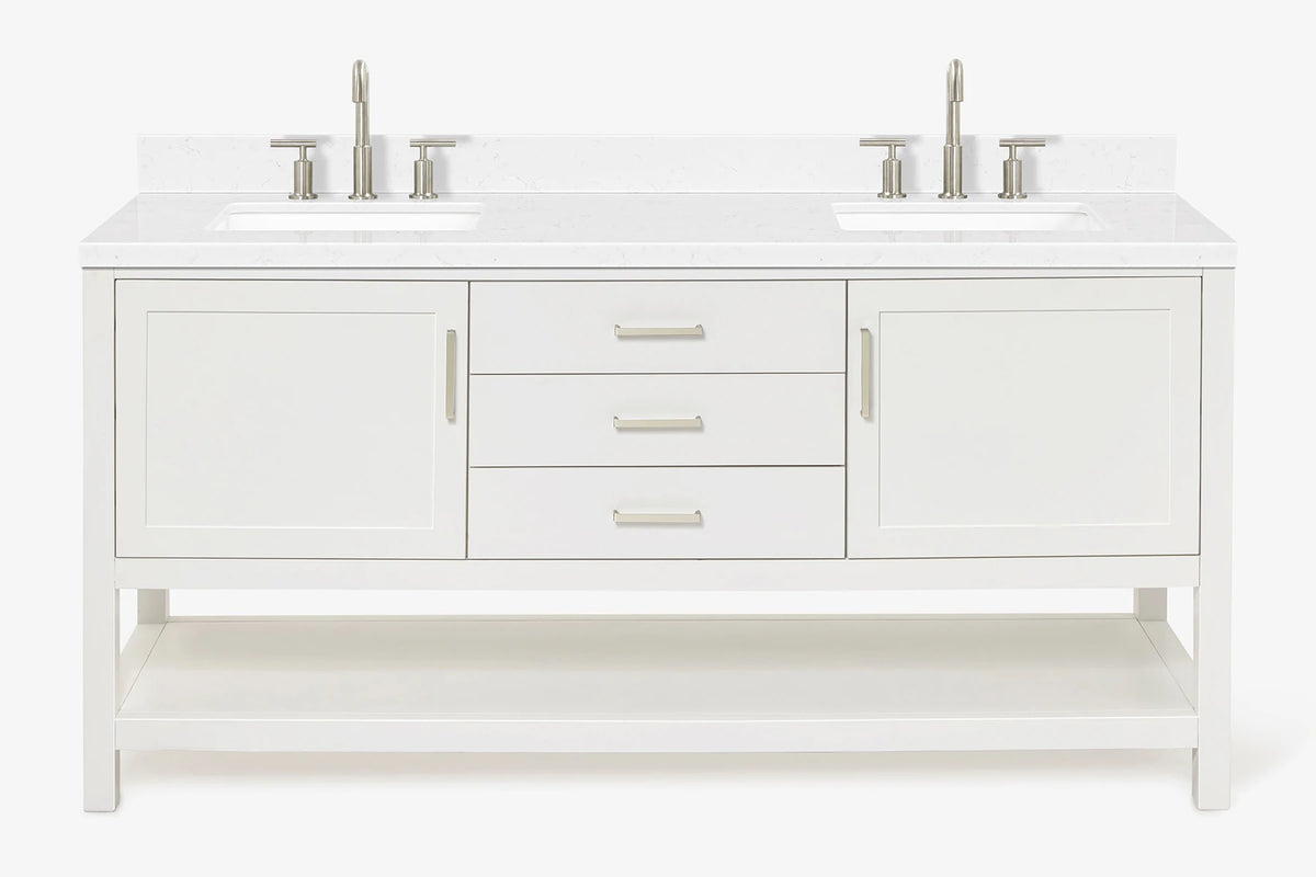 Ariel bayhill 72-73 in. double rectangle sink vanity with  (0.75,1.5) countertop