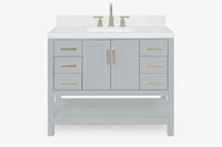 Ariel magnolia 43 in. rectangle sink vanity with 1.5 in. carrara white countertop in white