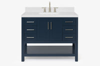 Ariel magnolia 43 in. rectangle sink vanity with 1.5 in. carrara white countertop in white