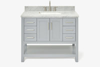 Ariel magnolia 43 in. rectangle sink vanity with 1.5 in. carrara white countertop in white