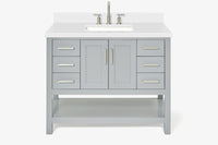 Ariel magnolia 43 in. rectangle sink vanity with 1.5 in. carrara white countertop in white