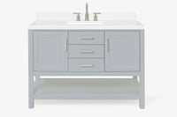 Ariel magnolia 49 in. rectangle sink vanity with 0.75 in. carrara white marble countertop in white