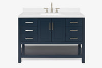 Ariel magnolia 49 in. rectangle sink vanity with 0.75 in. carrara white marble countertop in white