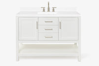 Ariel magnolia 49 in. rectangle sink vanity with 0.75 in. carrara white marble countertop in white