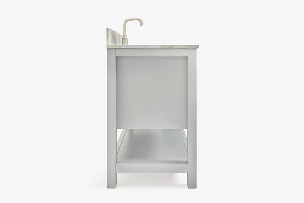 Ariel magnolia 49 in. rectangle sink vanity with 0.75 in. carrara white marble countertop in white
