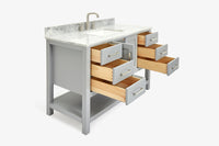 Ariel magnolia 49 in. rectangle sink vanity with 0.75 in. carrara white marble countertop in white