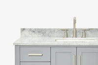 Ariel magnolia 49 in. rectangle sink vanity with 0.75 in. carrara white marble countertop in white