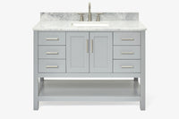 Ariel magnolia 49 in. rectangle sink vanity with 0.75 in. carrara white marble countertop in white
