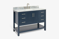Ariel magnolia 49 in. rectangle sink vanity with 0.75 in. carrara white marble countertop in white
