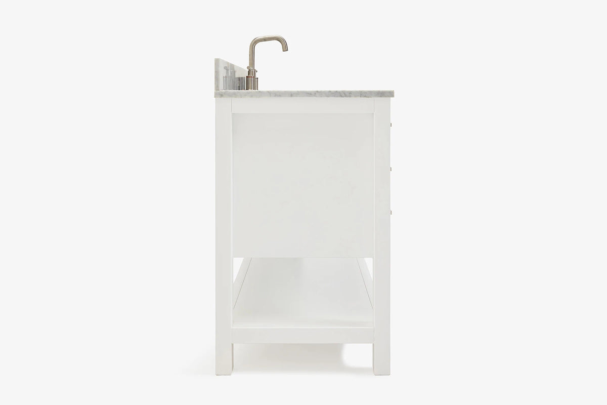 Ariel magnolia 49 in. rectangle sink vanity with 0.75 in. carrara white marble countertop in white