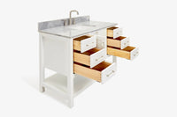 Ariel magnolia 49 in. rectangle sink vanity with 0.75 in. carrara white marble countertop in white