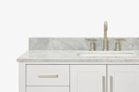 Ariel magnolia 49 in. rectangle sink vanity with 0.75 in. carrara white marble countertop in white