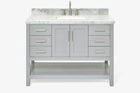 Ariel magnolia 49 in. rectangle sink vanity with 0.75 in. carrara white marble countertop in white