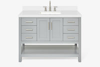 Ariel magnolia 49 in. rectangle sink vanity with 0.75 in. carrara white marble countertop in white
