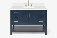 Ariel magnolia 49 in. rectangle sink vanity with 0.75 in. carrara white marble countertop in white