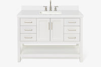 Ariel magnolia 49 in. rectangle sink vanity with 0.75 in. carrara white marble countertop in white