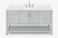 Ariel magnolia 61 in. rectangle sink vanity with 0.75 in. carrara white marble countertop in white
