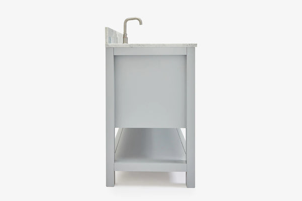 Ariel magnolia 61 in. rectangle sink vanity with 0.75 in. carrara white marble countertop in white