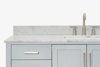 Ariel magnolia 61 in. rectangle sink vanity with 0.75 in. carrara white marble countertop in white