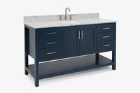 Ariel magnolia 61 in. rectangle sink vanity with 0.75 in. carrara white marble countertop in white