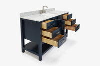 Ariel magnolia 61 in. rectangle sink vanity with 0.75 in. carrara white marble countertop in white