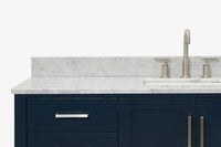 Ariel magnolia 61 in. rectangle sink vanity with 0.75 in. carrara white marble countertop in white