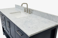 Ariel magnolia 61 in. rectangle sink vanity with 0.75 in. carrara white marble countertop in white