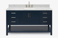 Ariel magnolia 61 in. rectangle sink vanity with 0.75 in. carrara white marble countertop in white