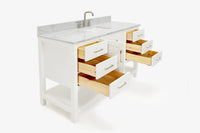 Ariel magnolia 61 in. rectangle sink vanity with 0.75 in. carrara white marble countertop in white
