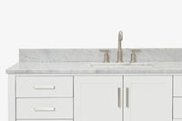 Ariel magnolia 61 in. rectangle sink vanity with 0.75 in. carrara white marble countertop in white