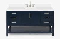 Ariel magnolia 61 in. rectangle sink vanity with 0.75 in. carrara white marble countertop in white