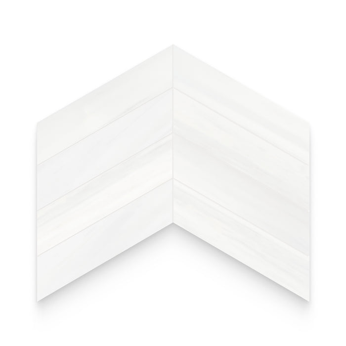 Bianco Dolomite Calida 2x8.5 Honed Chevron Mosaic