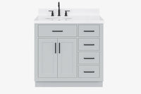 Ariel hepburn 36-37 in. left offset oval sink vanity with 1.5-0.75 in. with countertop