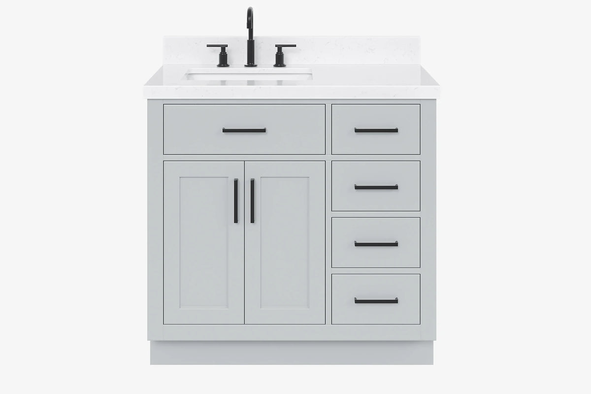 Ariel hepburn 36-37 in. left offset rectangle sink vanity with 0.75-1.5in. with countertop