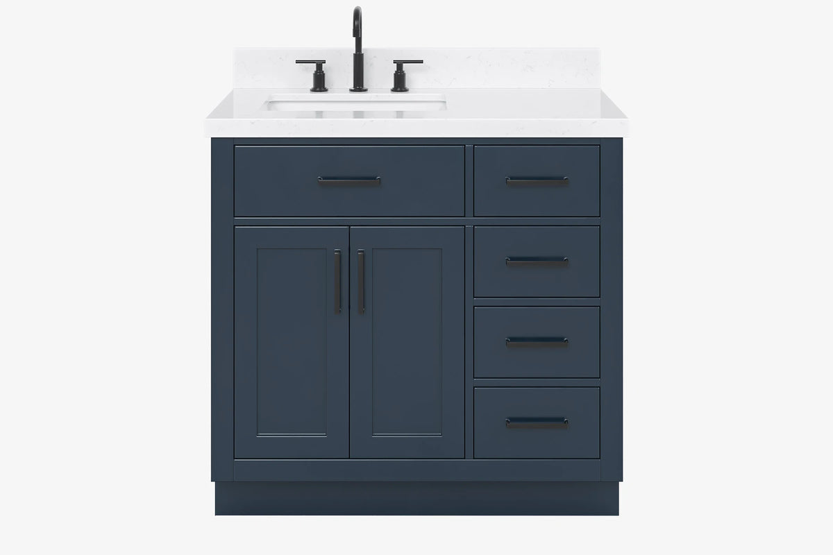 Ariel hepburn 36-37 in. left offset rectangle sink vanity with 0.75-1.5in. with countertop