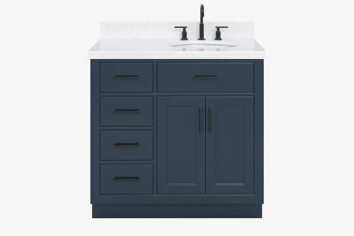 Ariel hepburn 36-37 in. right offset oval sink vanity with 0.75-1.5 in. with countertop