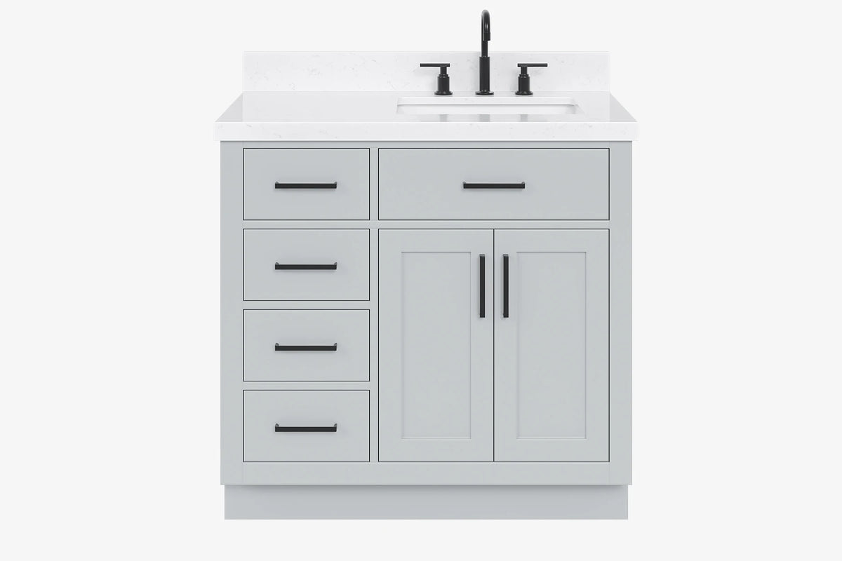 Ariel hepburn 36-37 in. right offset rectangle sink vanity with 0.75-1.5 in. with countertop
