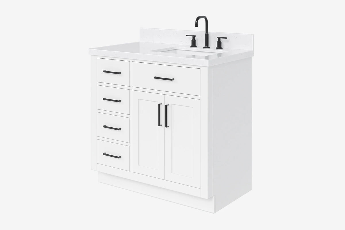 Ariel hepburn 36-37 in. right offset rectangle sink vanity with 0.75-1.5 in. with countertop