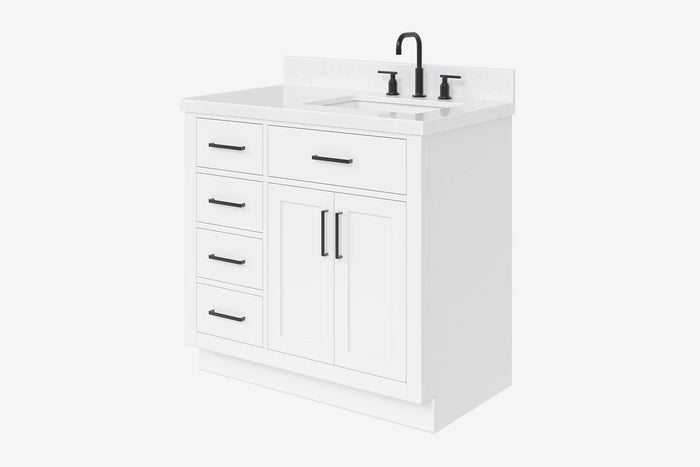 Ariel hepburn 36-37 in. right offset rectangle sink vanity with 0.75-1.5 in. with countertop