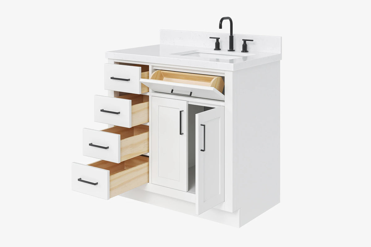 Ariel hepburn 36-37 in. right offset rectangle sink vanity with 0.75-1.5 in. with countertop