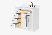 Ariel hepburn 36-37 in. right offset rectangle sink vanity with 0.75-1.5 in. with countertop