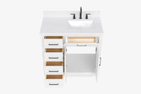 Ariel hepburn 36-37 in. right offset rectangle sink vanity with 0.75-1.5 in. with countertop
