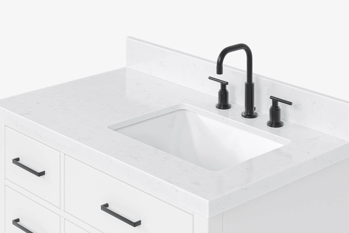 Ariel hepburn 36-37 in. right offset rectangle sink vanity with 0.75-1.5 in. with countertop