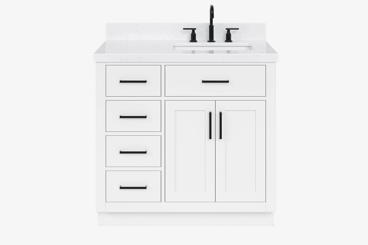 Ariel hepburn 36-37 in. right offset rectangle sink vanity with 0.75-1.5 in. with countertop